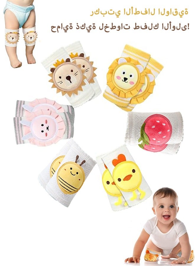 6 Pairs Baby Knee Pads for Crawling Large Baby Knee Protectors with Spongy Pads Breathable Leg Warmers Anti Slip Leg Protector Accessories for Toddlers Boys Girls 2-4 Years Old, XL - Image 1